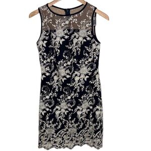 Lauren Ralph Lauren Black Floral Lace Embroidery Sleeveless Dress Women Size 4